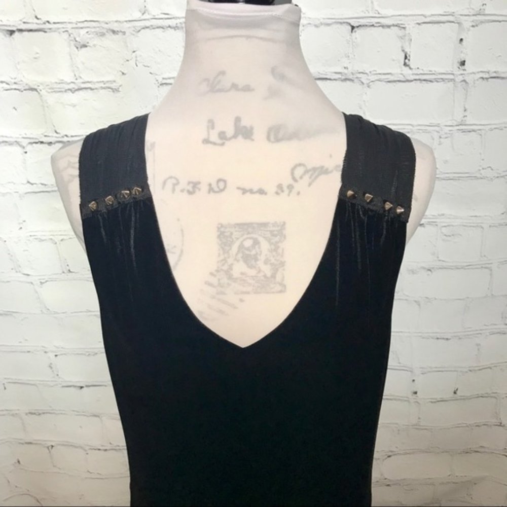 Black Velvet Dress with Studded Accents